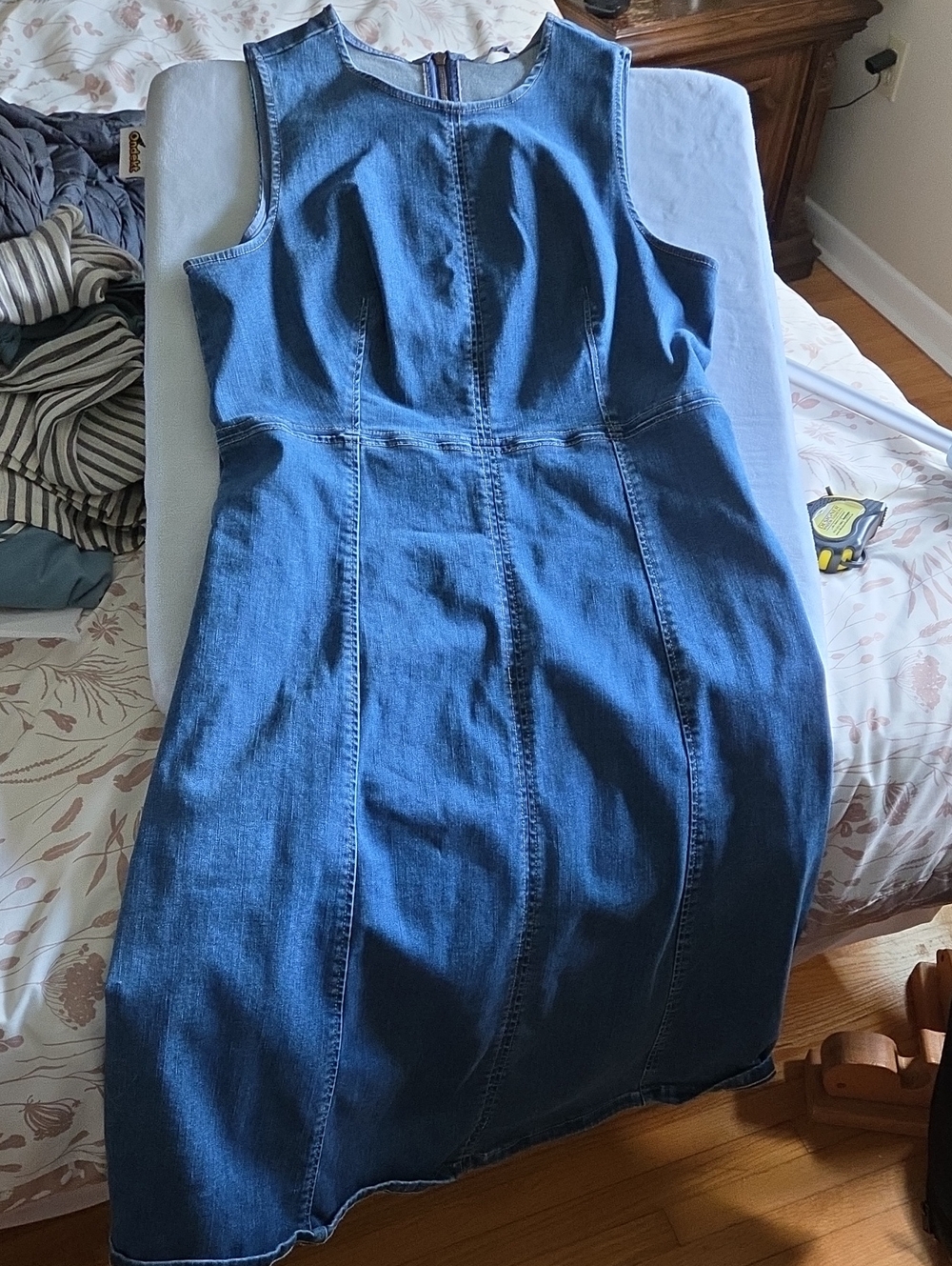 Reitmans Dark Blue Sleeveless Denim Sheath Dress- Nice Stretch Fit